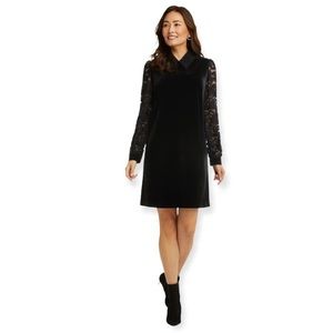Draper James Black Lace and Velvet Dress